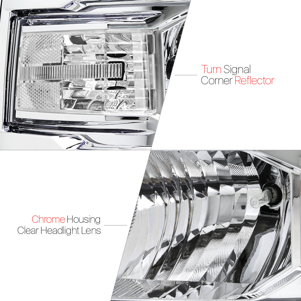 Chrome Housing Headlight Clear Turn Signal Reflector D322
