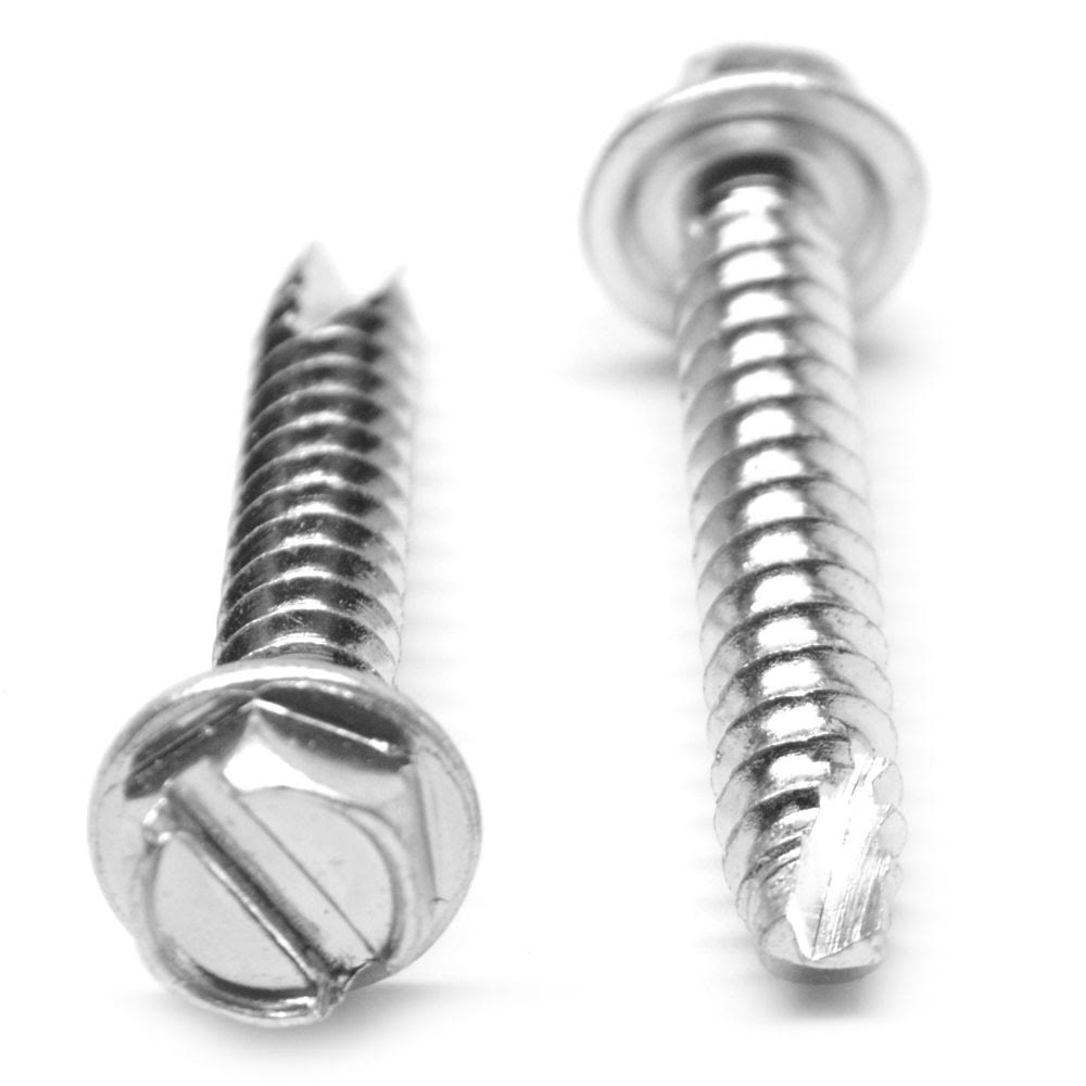 10-16 x 5/8 Thread Cutting Screw Slotted Hex Washer Head Type 25 Low Carbon Steel Zinc Plated M718