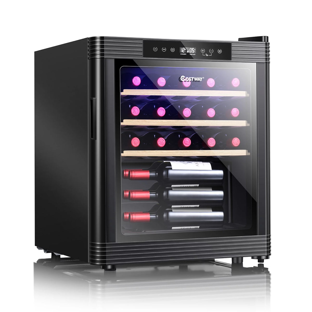 21 Bottle Compressor Wine Cooler Refrigerator Black V539263