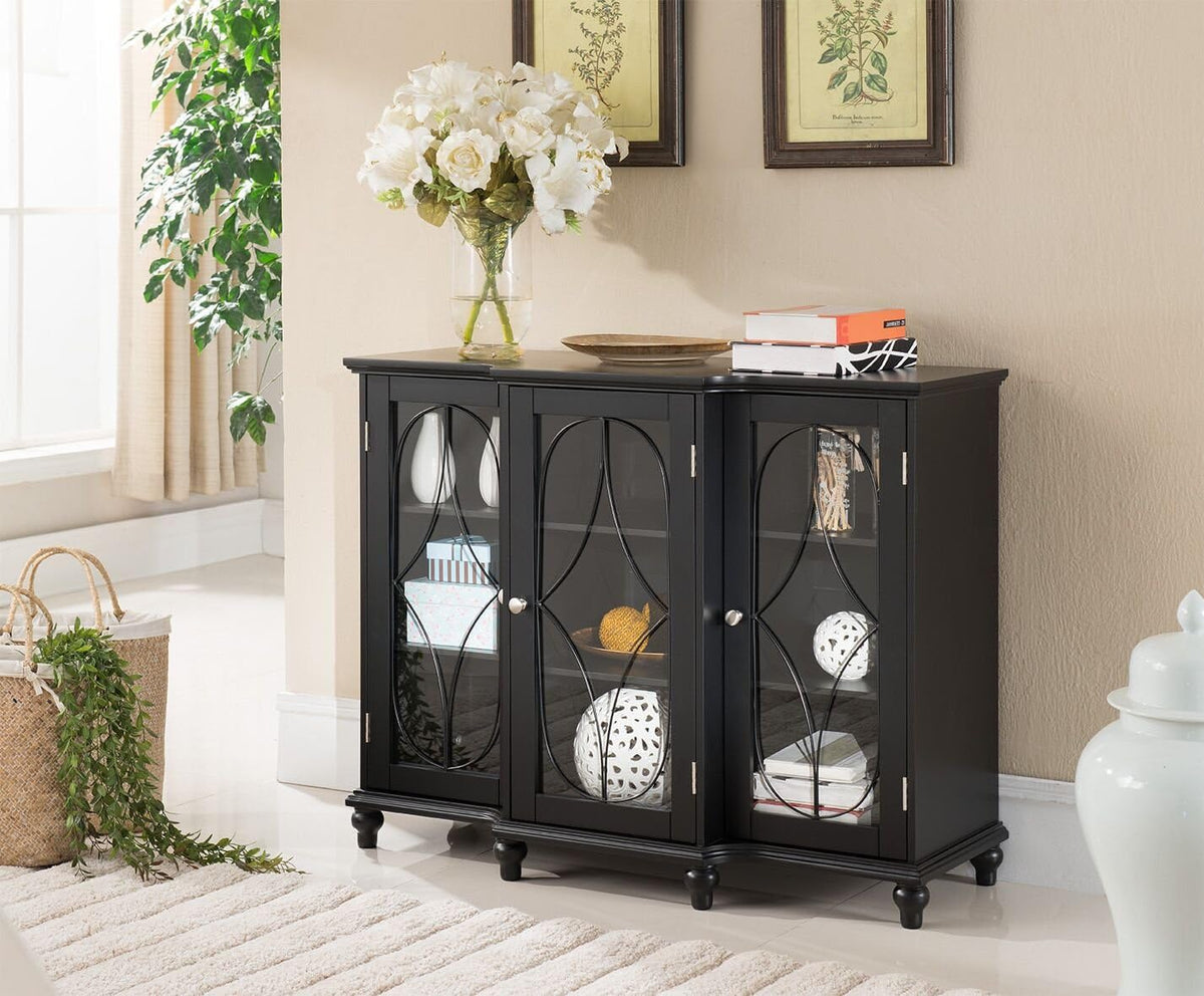 Black Wood Storage Sideboard Buffet Cabinet Console Table I9172