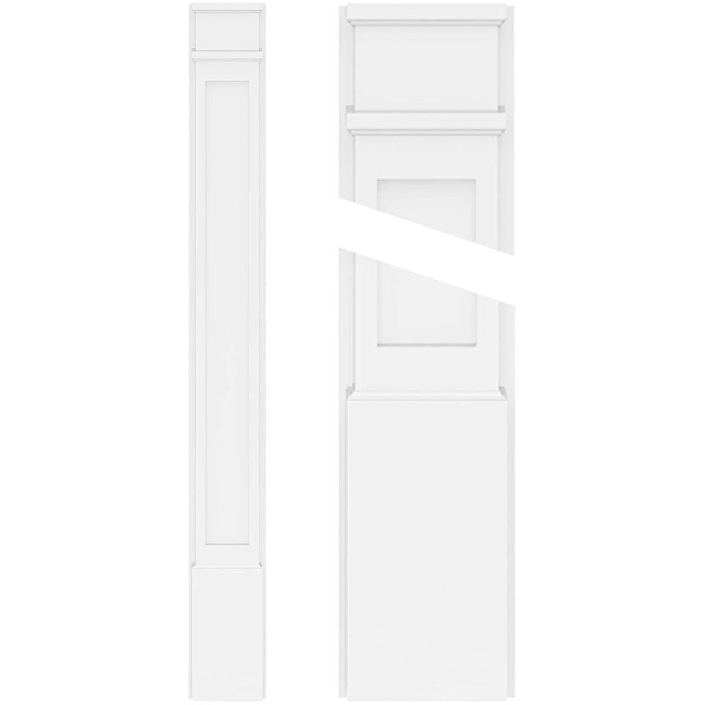 Flat Panel PVC Pilaster with Decorative Capital and Base (Pair) C5212