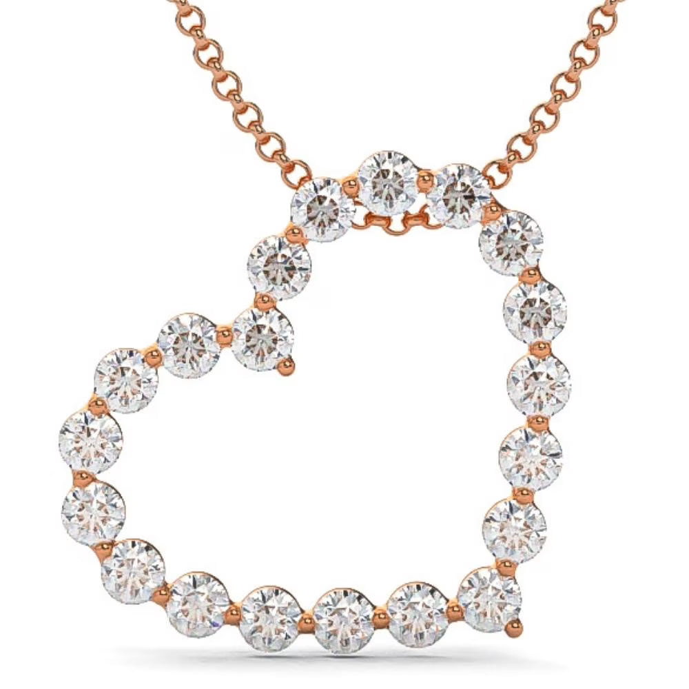 1 Ct Diamond Heart Pendant Necklace in White, Yellow, or Rose Gold Z793