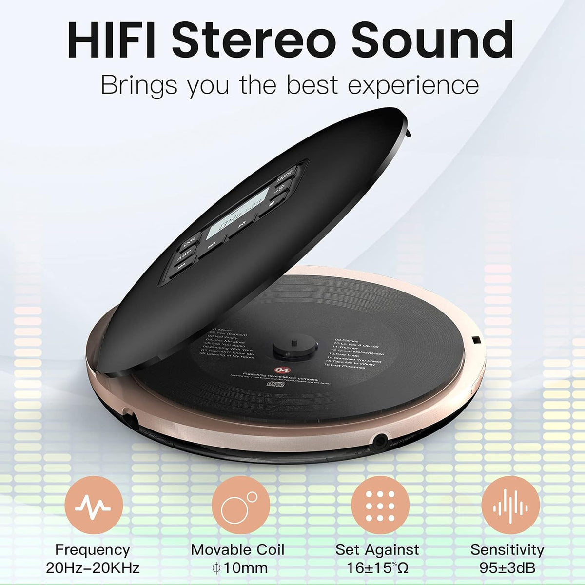 Portable CD Player with Headphones Black W5395