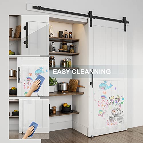 48''x84'' White H-Frame Sliding Barn Door with Hardware Kit E38722