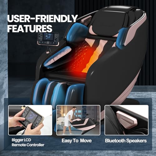 Black Full Body Zero Gravity Massage Chair with Heat and Foot Rollers F200