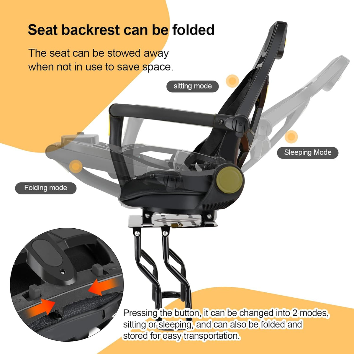 Rear Child Bike Seat with Adjustable Backrest X4431