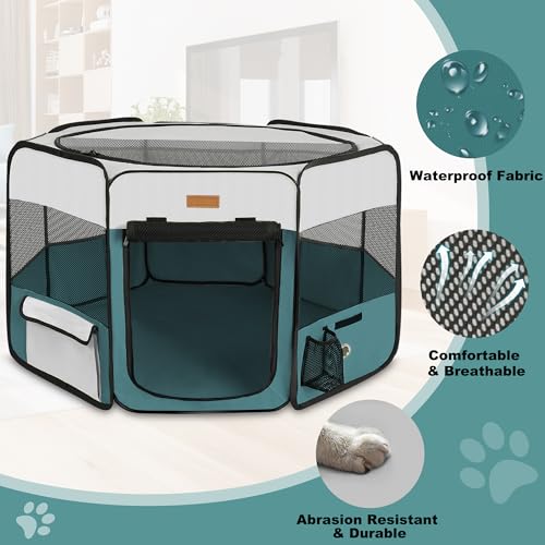 Portable Foldable Pet Playpen with Removable Mesh Shade Cover J1708