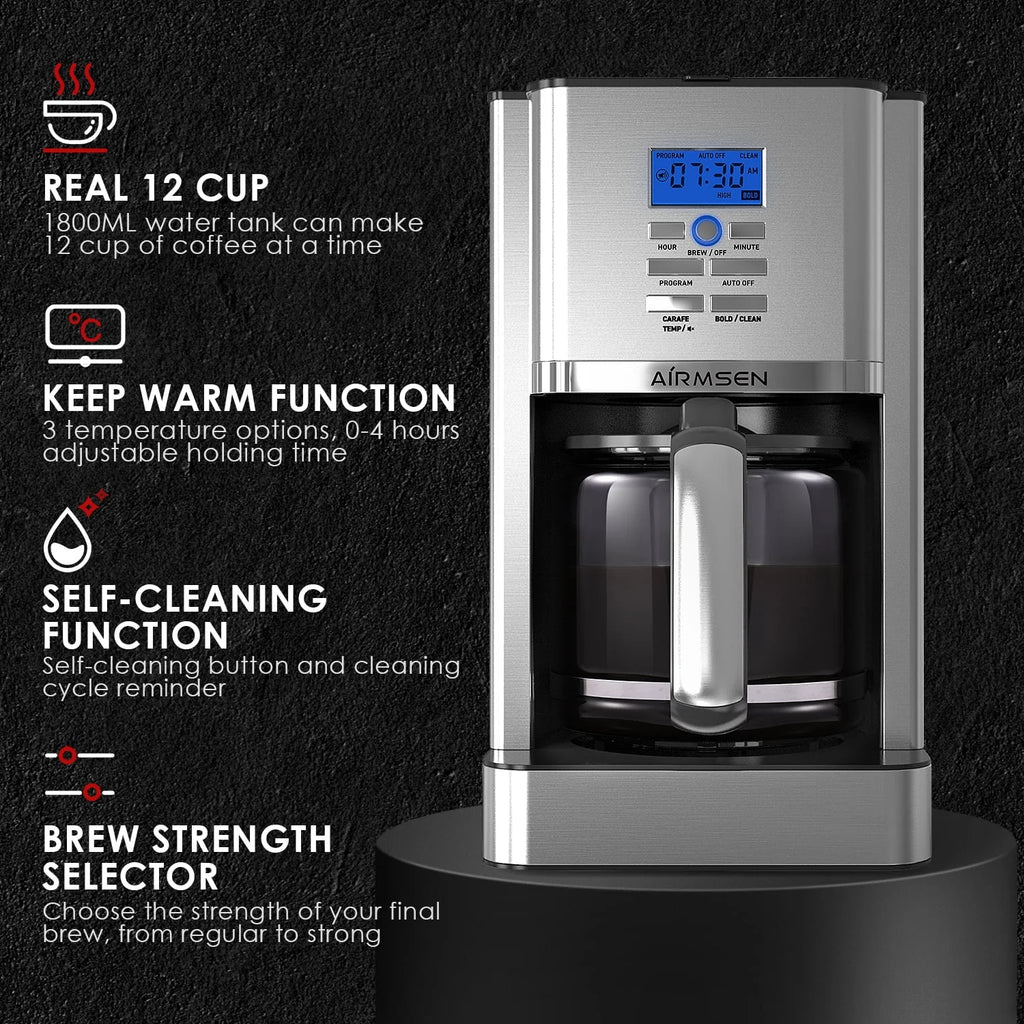 Stainless Steel 12 Cup Drip Coffee Maker C251