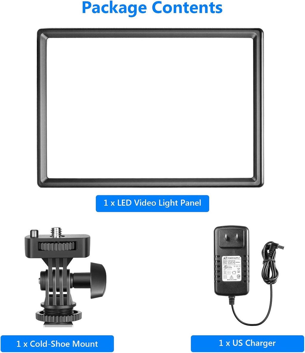 Ultra-Thin LED Soft Light Panel with LCD Display, Dimmable Bi-Color 3200-5600K CRI95+ On Camera Video Light T916654
