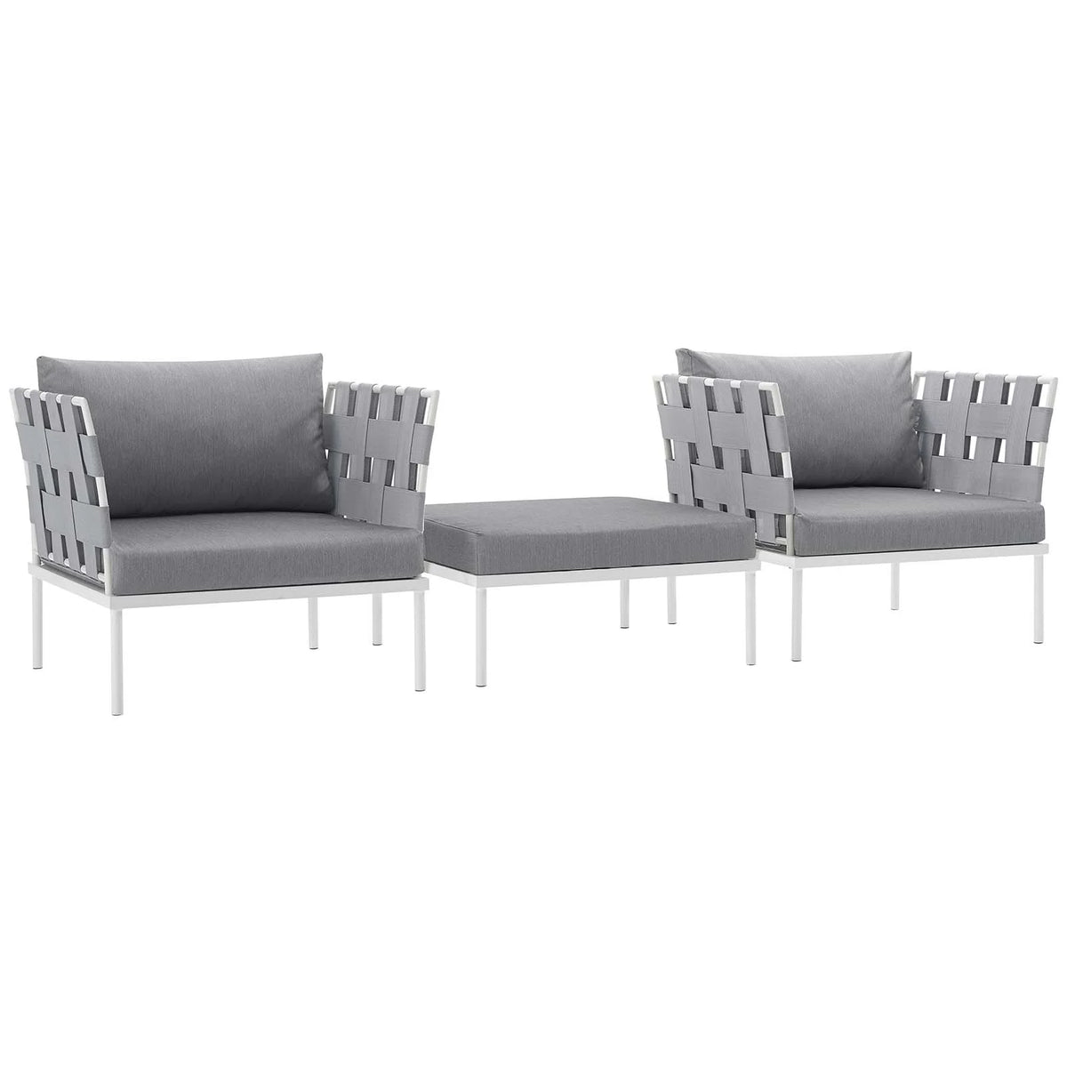 White Gray 3 Piece Aluminum Patio Sectional Sofa Set U326109