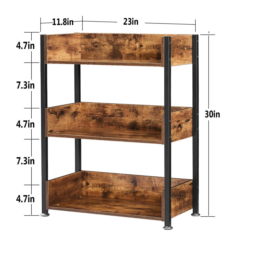 3-Tier Wooden Bookcase with Storage Shelves Z449291