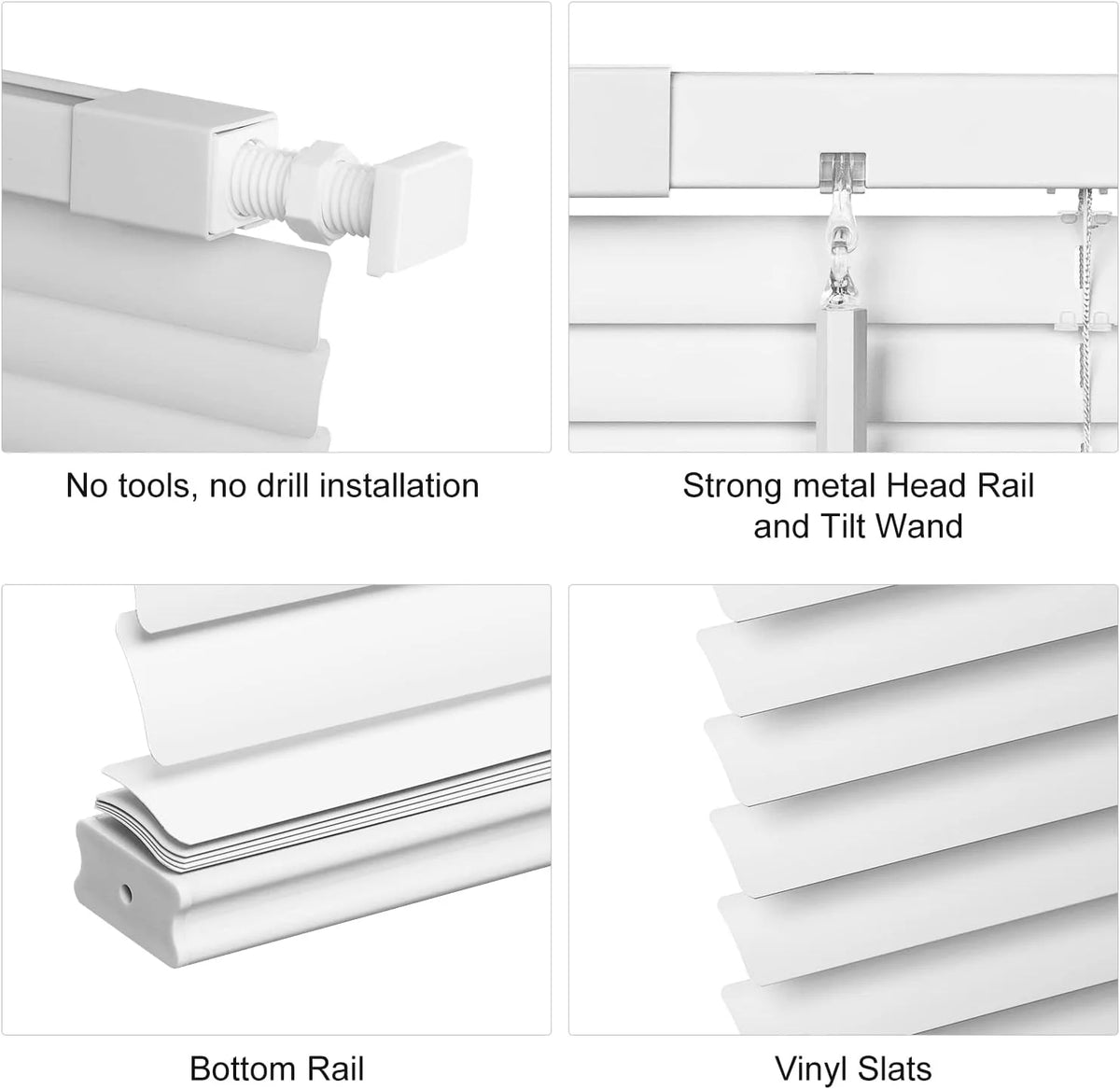 1" Vinyl Horizontal Mini Blinds 36" W x 64" H White T4135