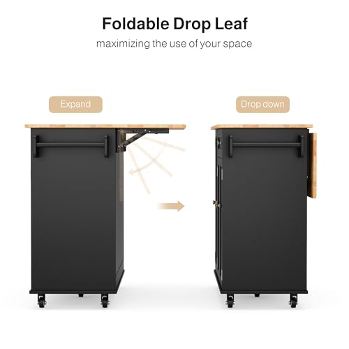 White Kitchen Island with Drop Leaf and Storage L273376