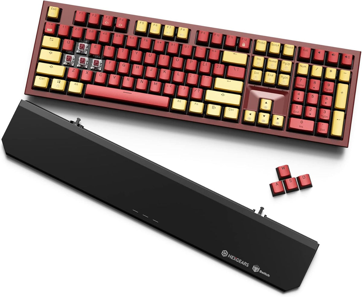 Wireless Mechanical Keyboard with Kaihl Box Switch, 108-key Typewriter Keyboard with Wrist Rest F38651
