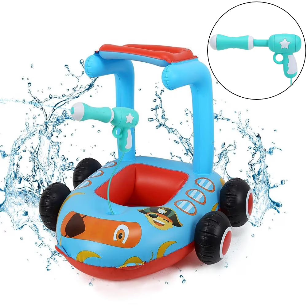 Toddlers Inflatable Pool Float Toys with Water Spray Gun Pirate Boat C4286