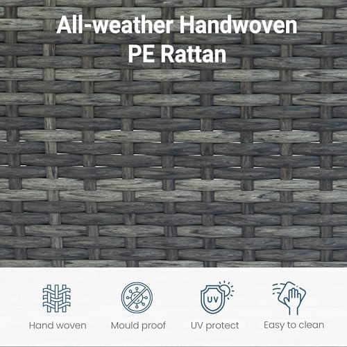 5 Piece Wicker Rattan Outdoor Patio Furniture Set with Cushions I86886