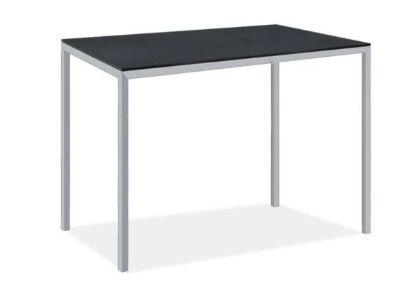 Smoke Tempered Glass Top Bar Table with Silver Base G2272