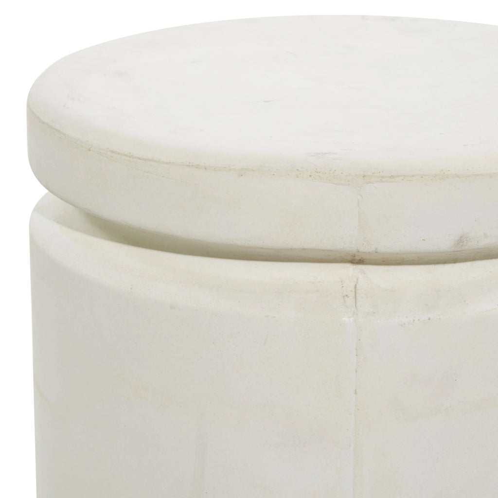 White Industrial Fiber Clay Outdoor Cylindrical Foot Stool A972