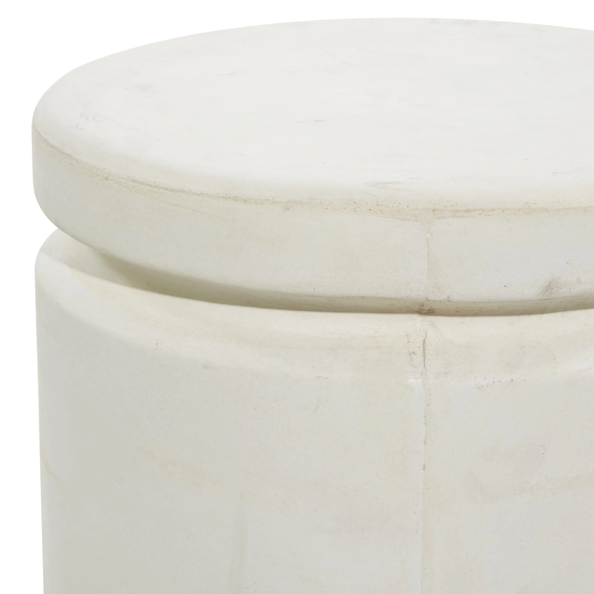 White Industrial Fiber Clay Outdoor Cylindrical Foot Stool A972