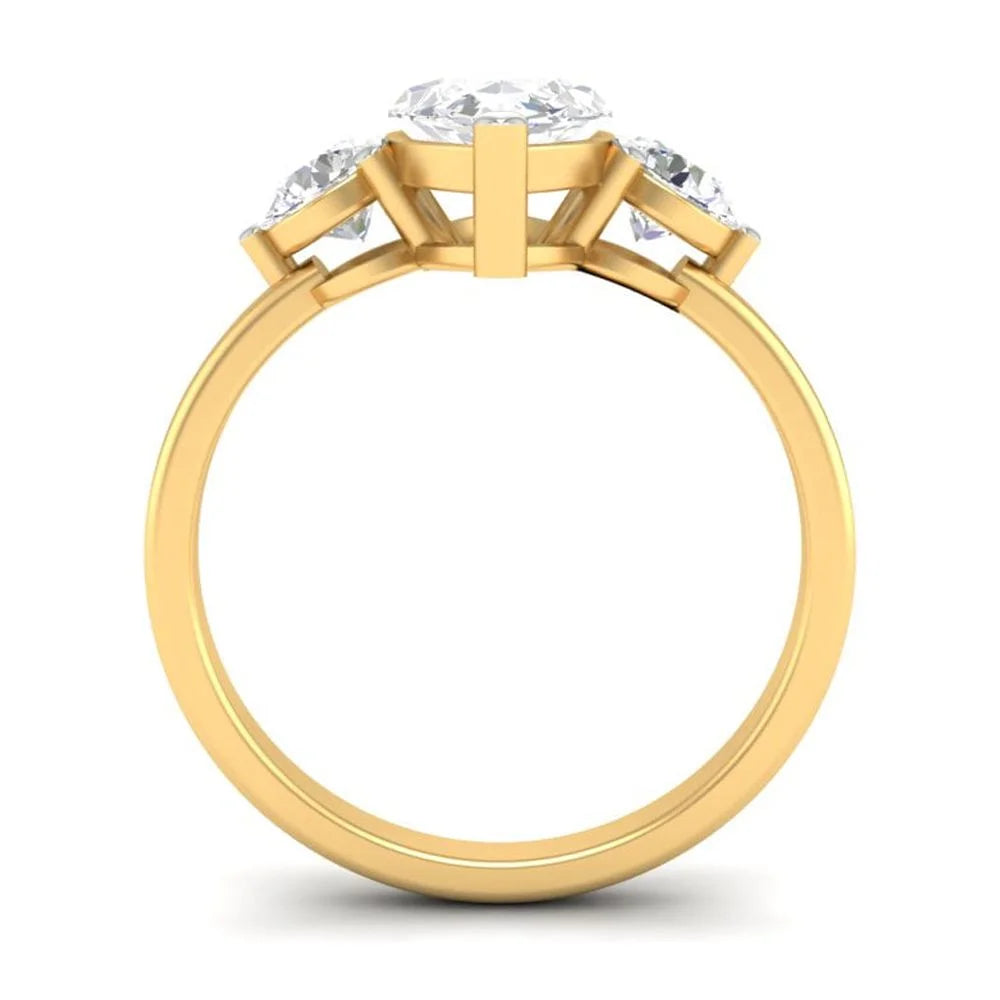 2Ct Marquise Cut Moissanite Engagement Ring 14K Yellow Gold Plated D768342