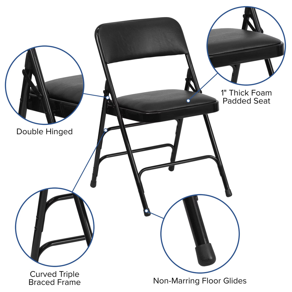 Black Vinyl Metal Folding Chair Q49992