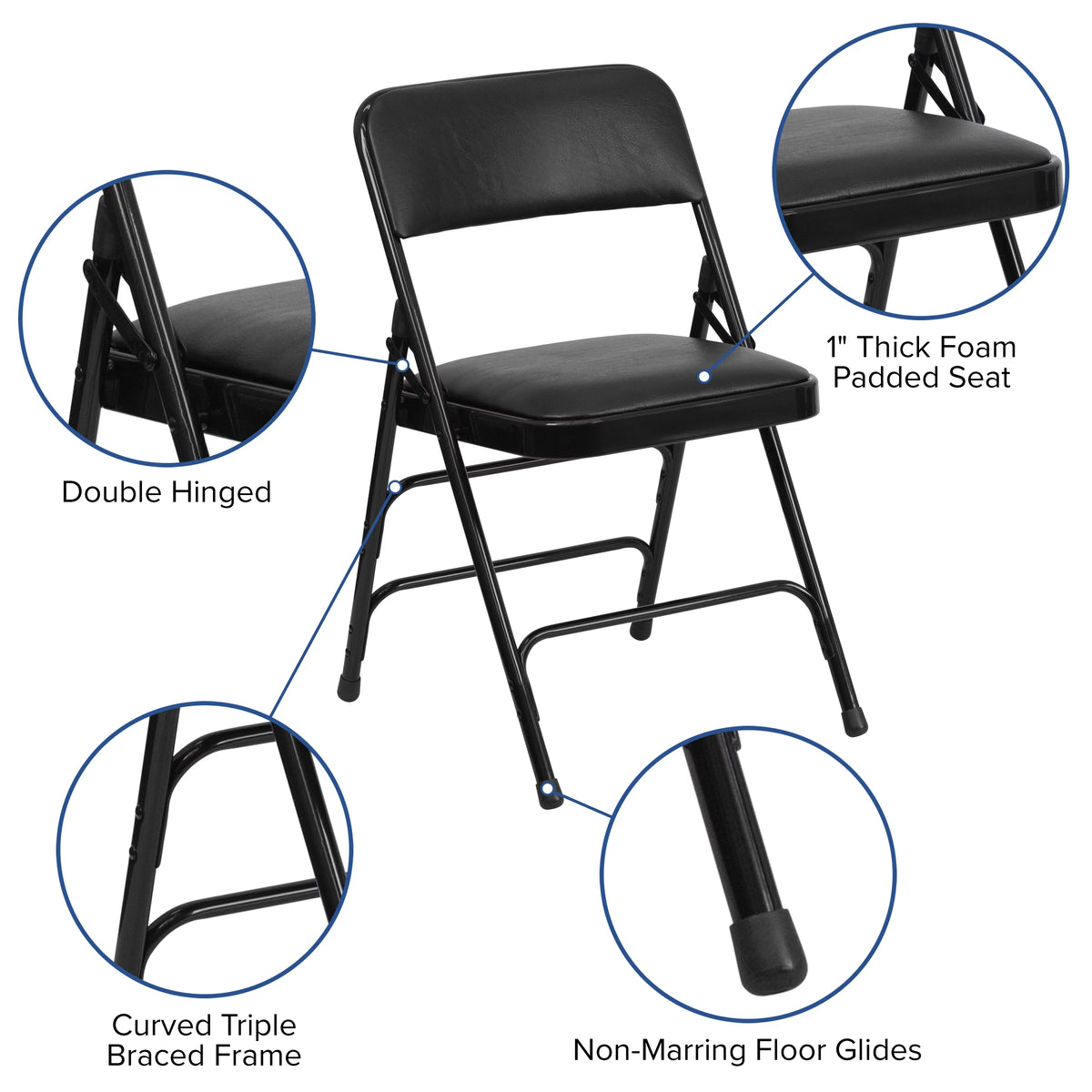 Black Vinyl Metal Folding Chair Q49992