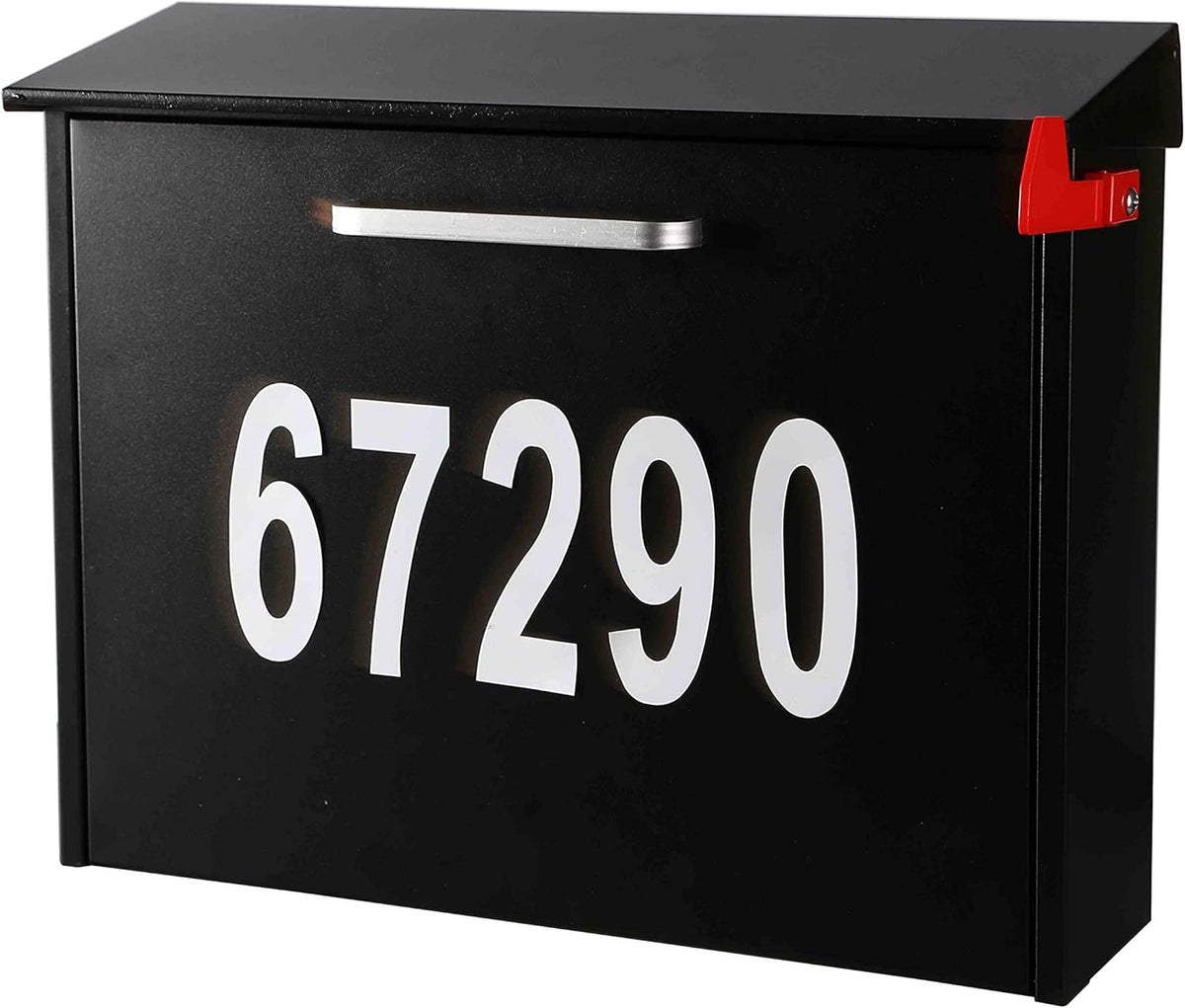 Wall Mount Locking Mailbox with Code Lock Black Large Capacity V5581