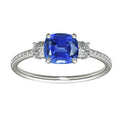3 CT Cushion Sapphire 3 Stone Style Diamonds Gemstone Ring Q25882