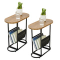 Wood Oval Side Table Set of 2 with Magazine Rack V813