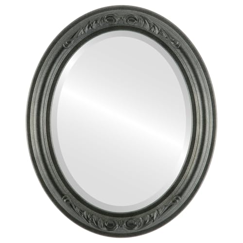 Oval Beveled Wall Mirror Linen White 20x24 L473630