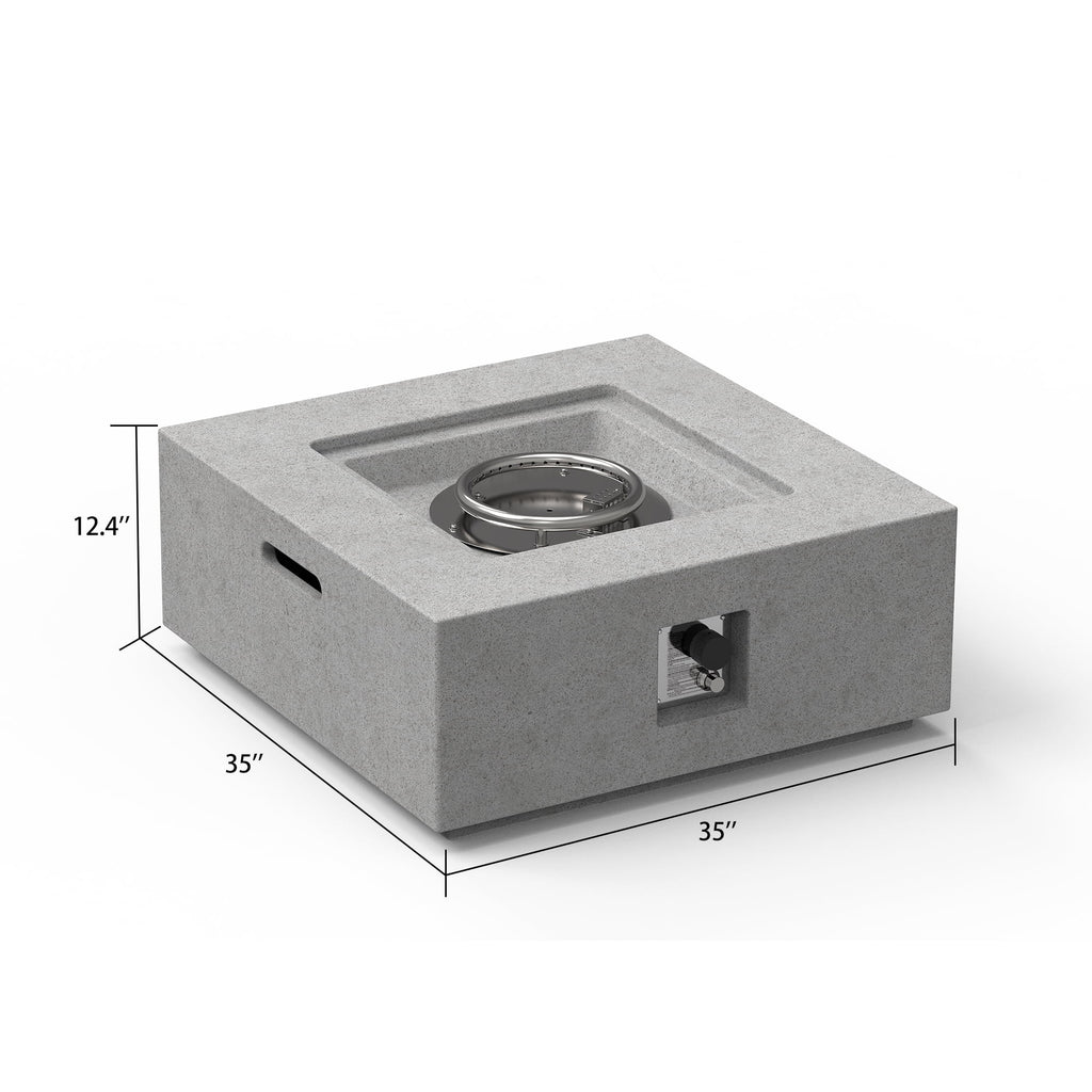 Outdoor Propane Fire Pit 50,000 BTU 35-inch Square Concrete Fire Table U659890