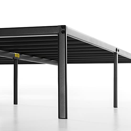 14 Inch Metal Platform Bed with Steel Slat Mattress Foundation Queen Black O148434