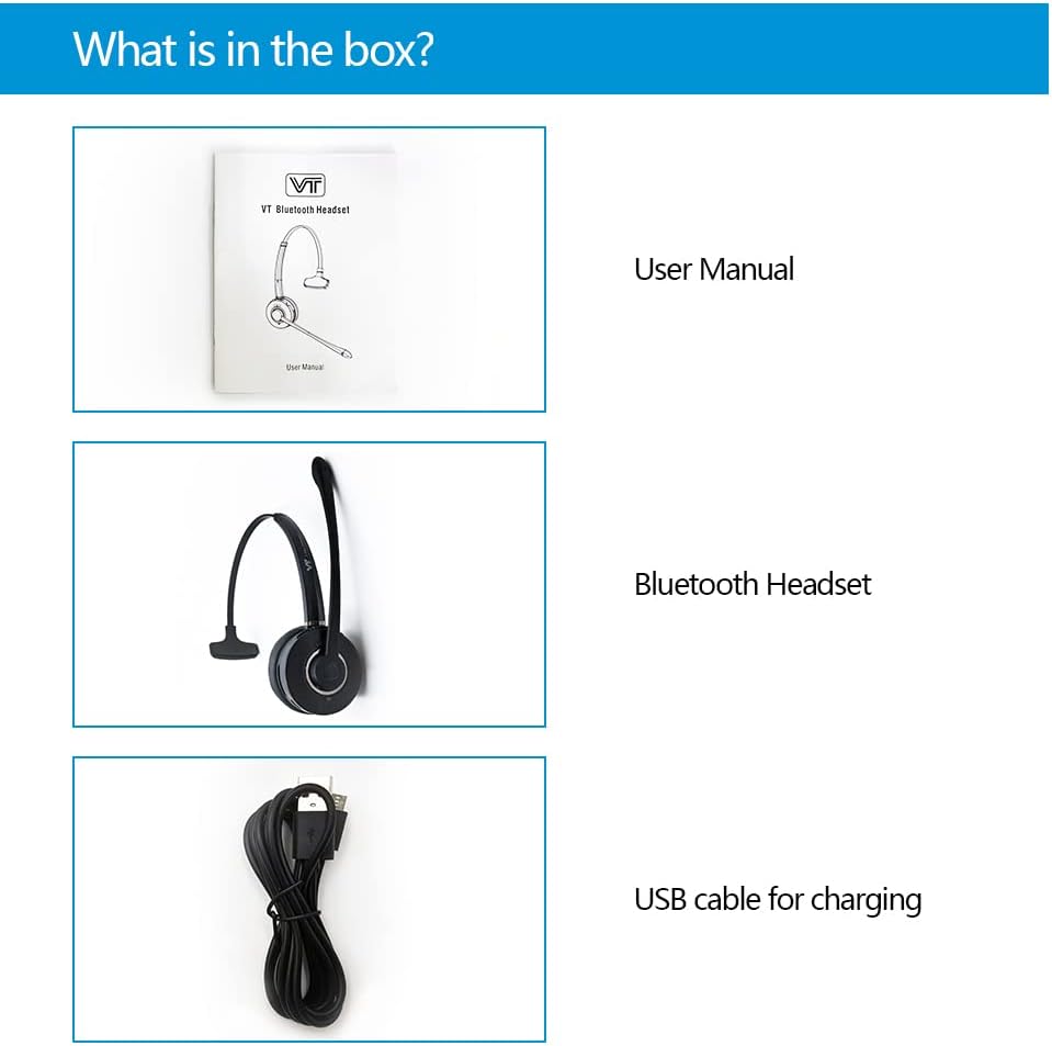 Bluetooth Headset with Noise-Cancelling Microphone Wireless Headphone Pack of 2 G224428