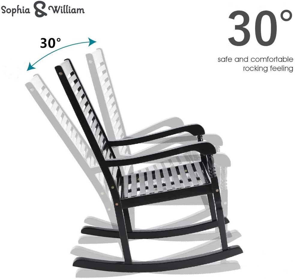 Black Acacia Wood Rocking Chairs Set of 2 M685327