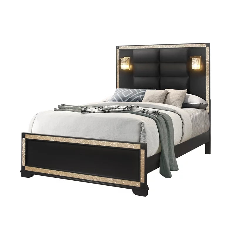 Queen Bed in Black/Gold Finish L517903