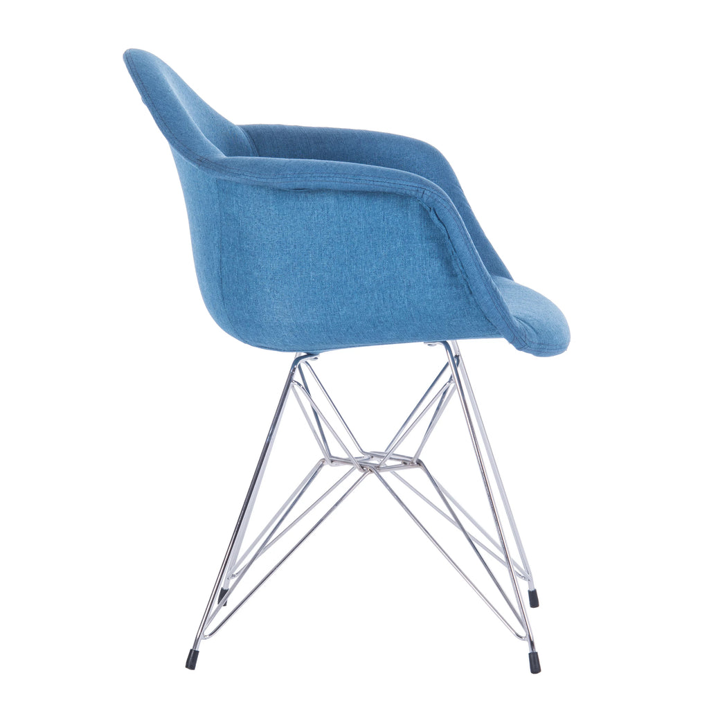 Blue Fabric Upholstered Dining Chairs Set of 2 with Arms O7541