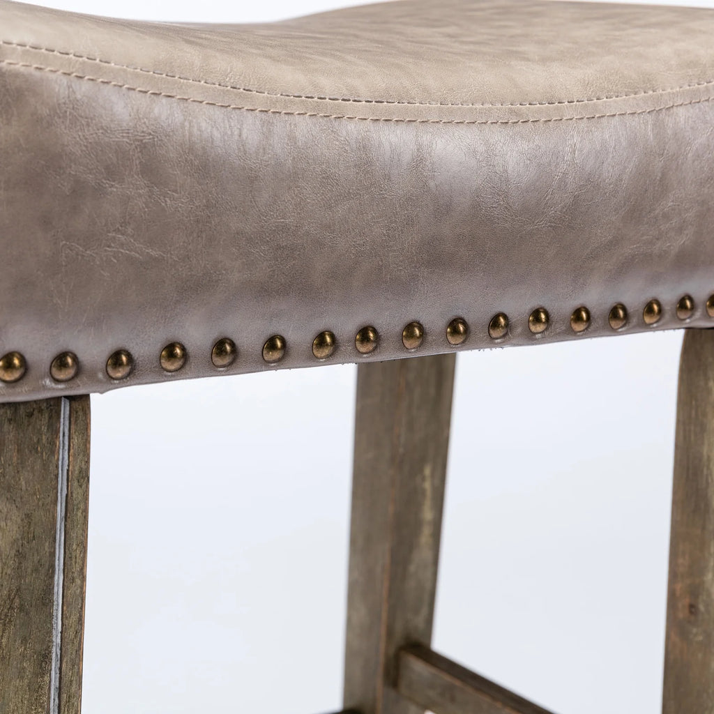 Gray Pu Leather Backless Bar Stools Set of 4 Y69232