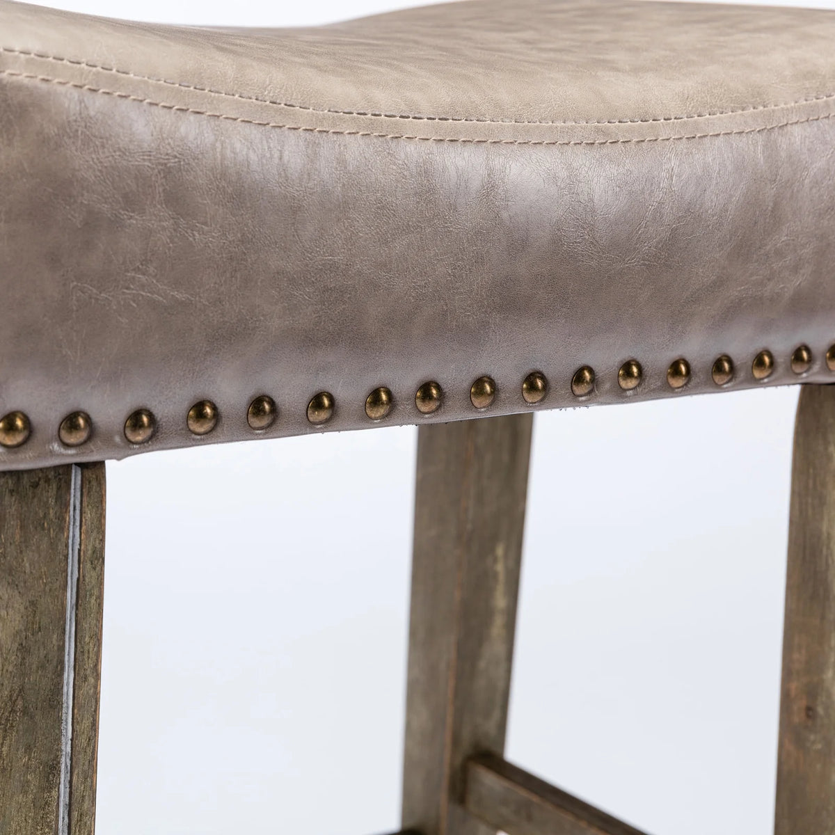 Gray Pu Leather Backless Bar Stools Set of 4 Y69232