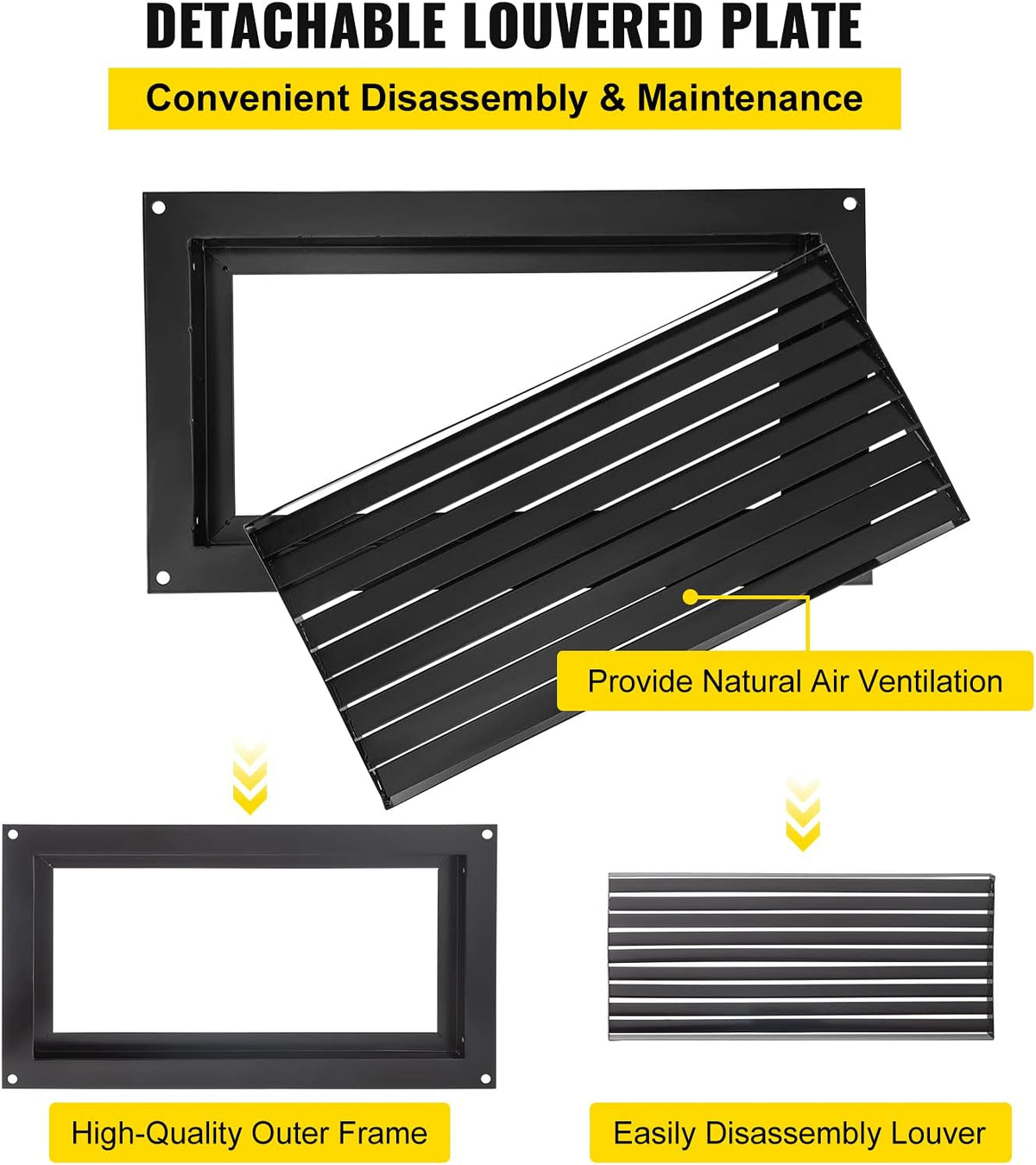 Black 8" x 16" Wall Mounted Flood Vent U701573