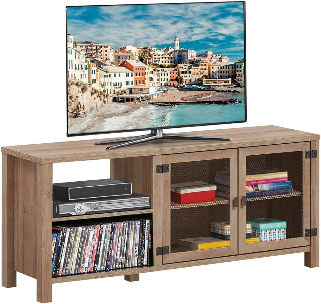 Wooden TV Stand with 2 Shelves and Cabinet C1116