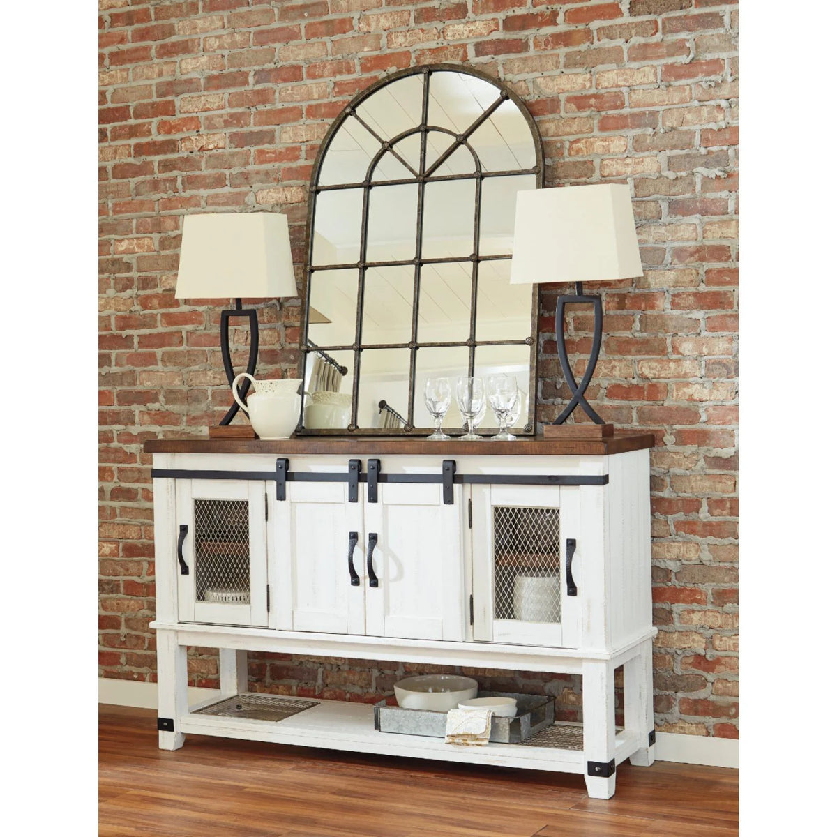 4 Door Server in White and Brown J487