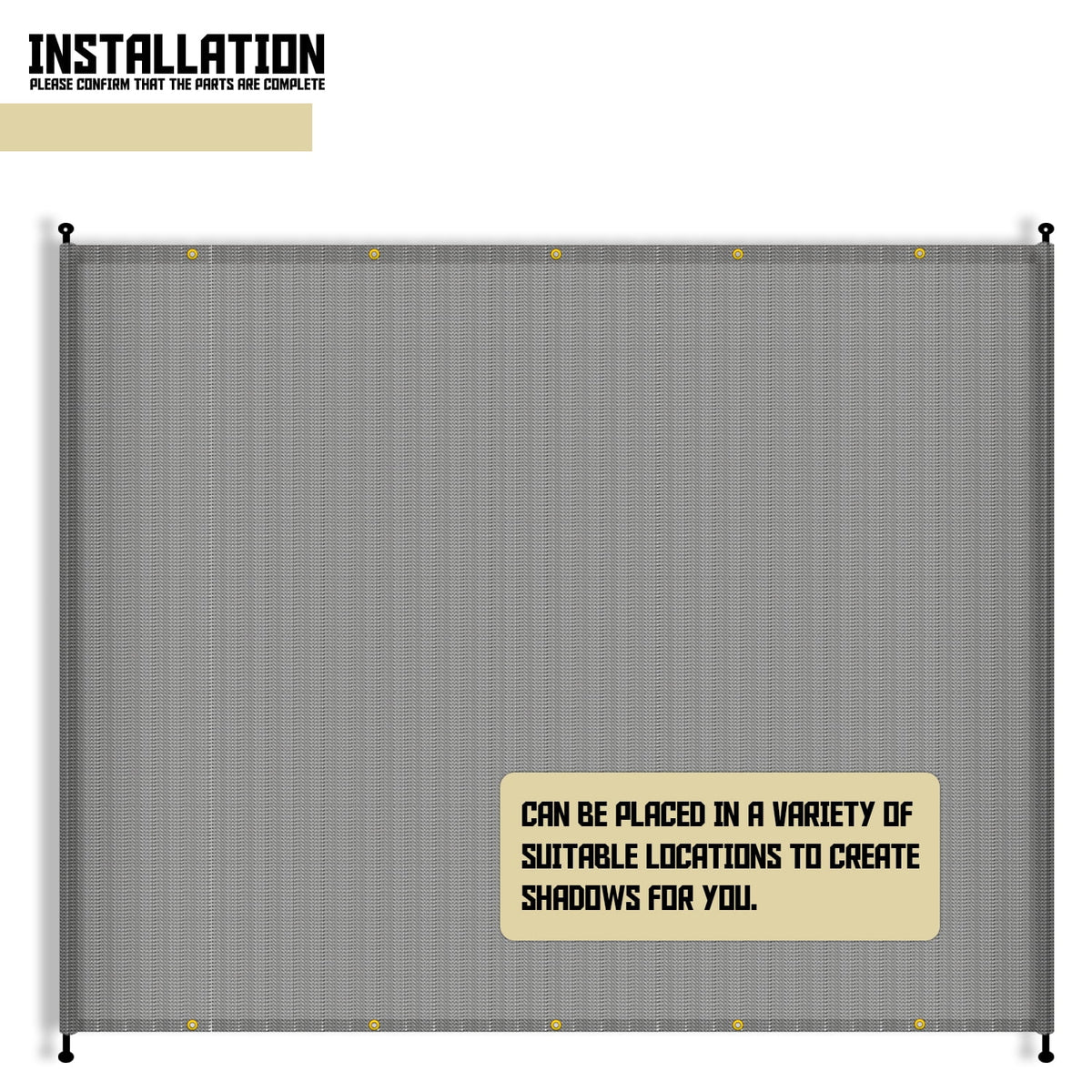 Light Grey Pergola Replacement Cover Canopy with Gromets Q789041