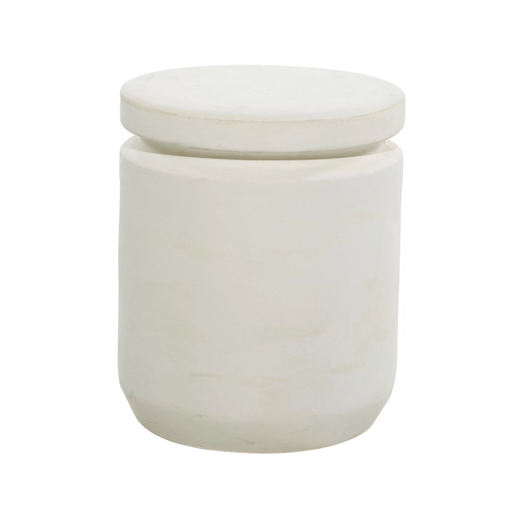 White Industrial Fiber Clay Outdoor Cylindrical Foot Stool A972