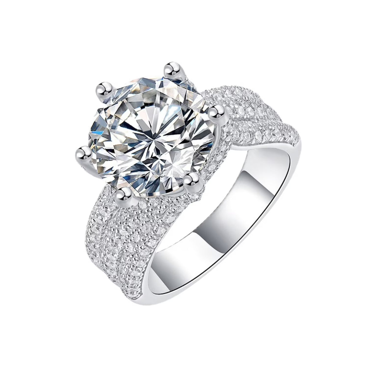5ct Round Cut Moissanite Engagement Ring with Certificate D235825