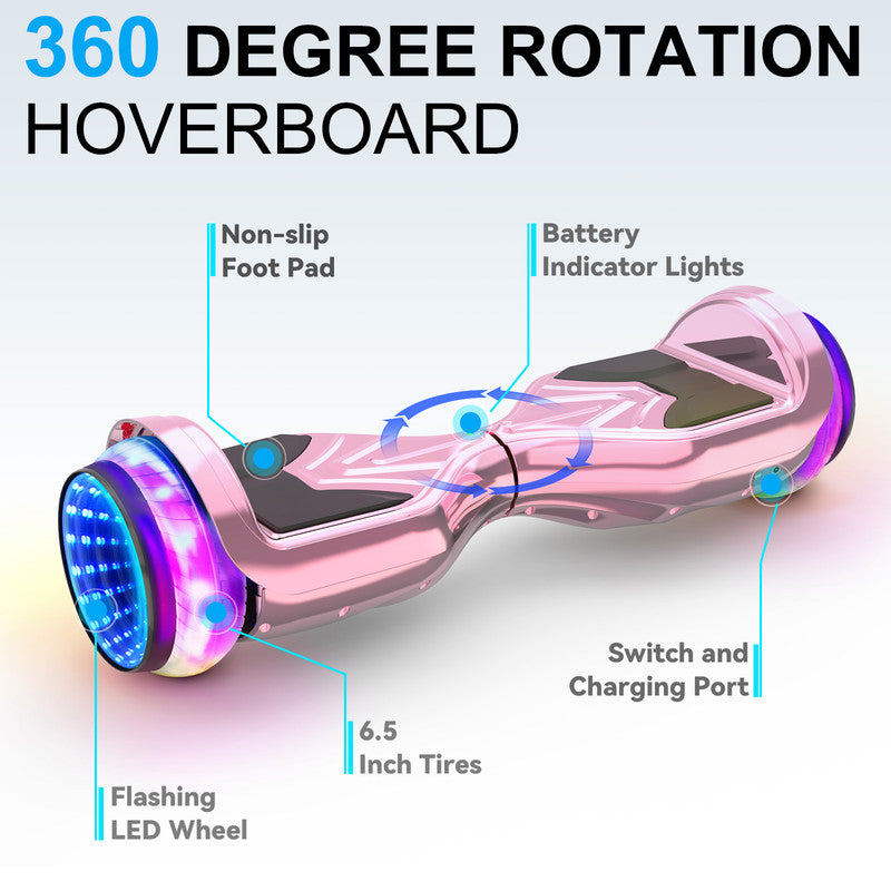 Pink 6.5" Self Balancing Scooter with Bluetooth Speakers & LED Light S30305