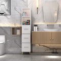 Ivory White Freestanding Bathroom Cabinet with 2 Open Shelves and Doors P909