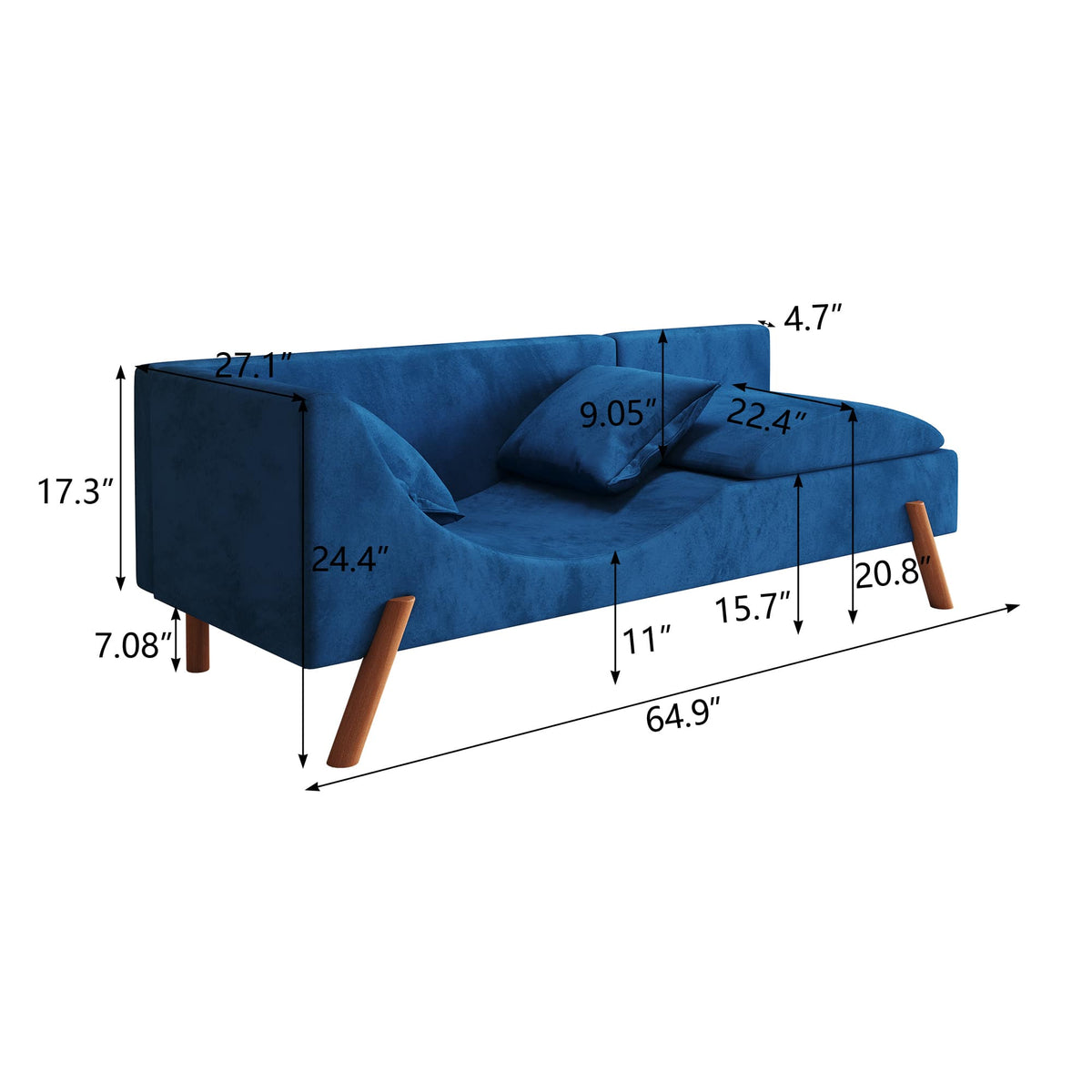 Modern Velvet Convertible Recliner Sofa with Ottoman F7774