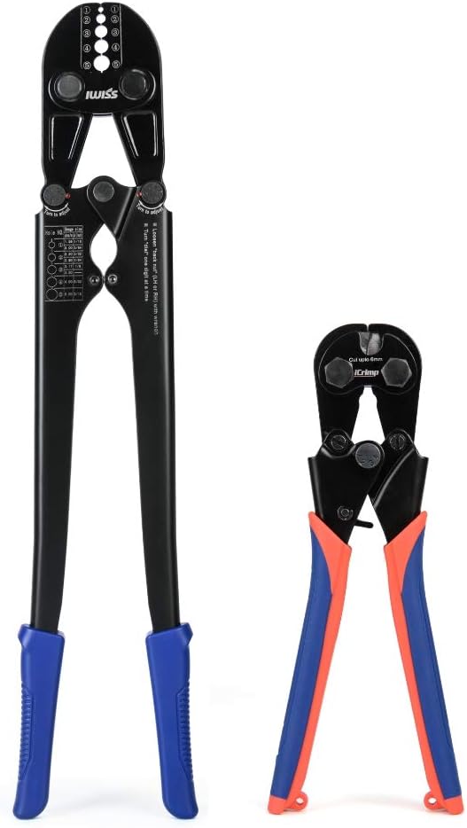 Wire Rope Crimping Tool for Aluminum Loop Sleeves, Duplex Oval Cable Ferrules 1/16’’ to 3/16’’, with Wire Rope Cable Cutter K885