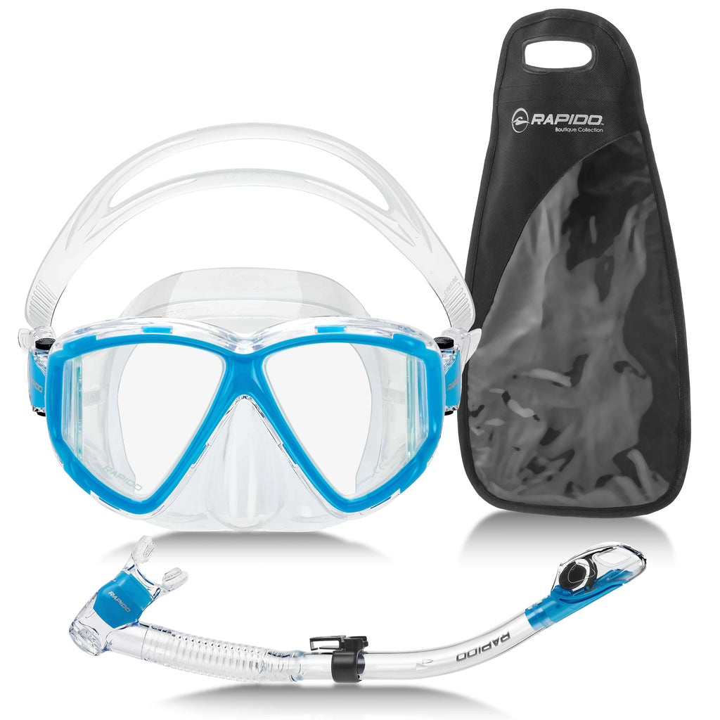 Panoramic Side-View Snorkel Mask with Dry Snorkel Set C793