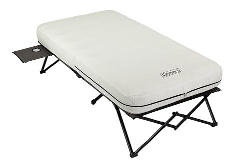 Queen-Size Airbed Cot Combination with Steel Frame & Side Table, Battery Pump Included P740326